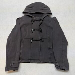 Mossimo Supply Co Size M Faded Black Hooded Toggle Duffle Pea Coat Cropped